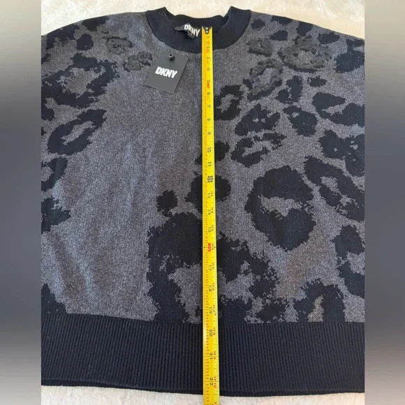 DKNY Women's Animal Print Crewneck Long Sleeve Sweater, Sequin Embellishment - Picture 14 of 15
